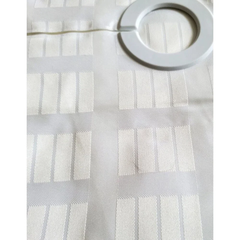 New Hookless Shower Curtain By Focus Hospitality White on White Geometric Sateen